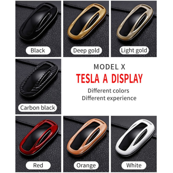 Ny ABS Carbon Fibe Car Remote Key Fuld Cover Case Shell Til Tesla Model 3 Model S Model X Car Smart Key Tilbehør Holder Fob light gold for model x
