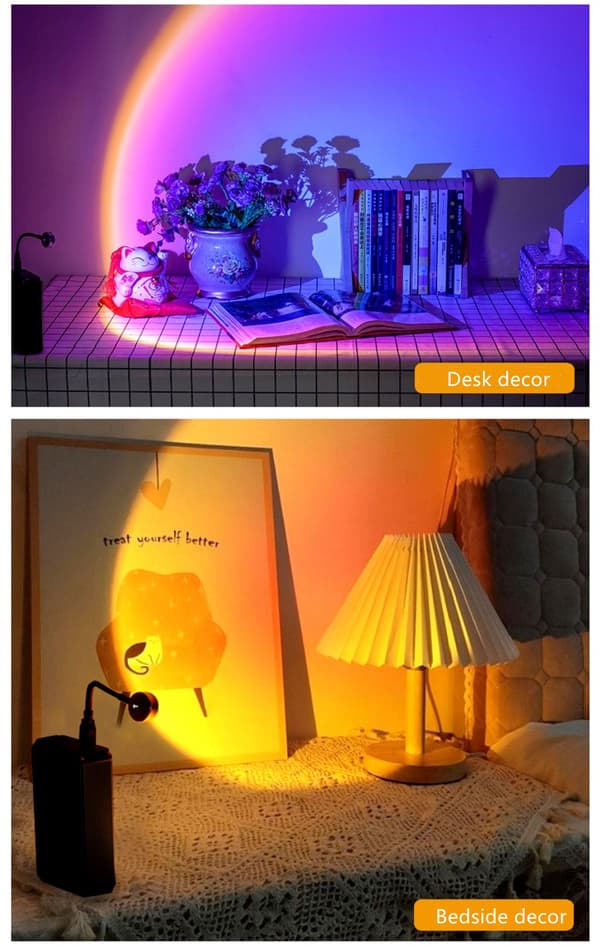USB Sunset Rainbow Lamp Projector Mood Light sunset gloe 18cm