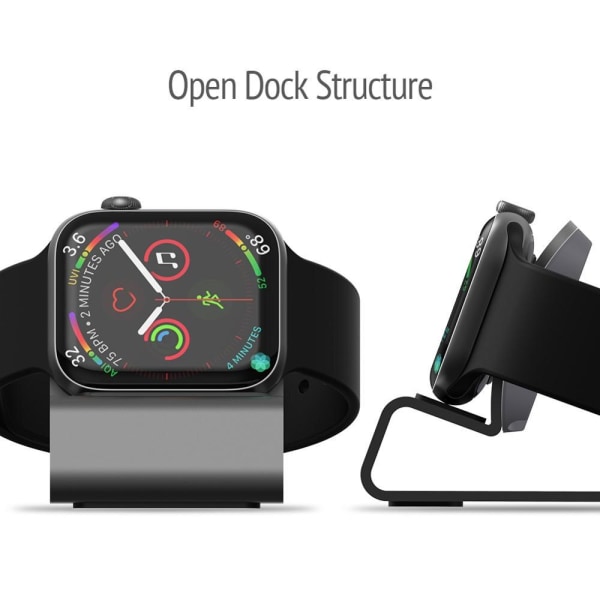 Aluminium Silicon Charger Dock för Apple Watch SE/1 och senare gray