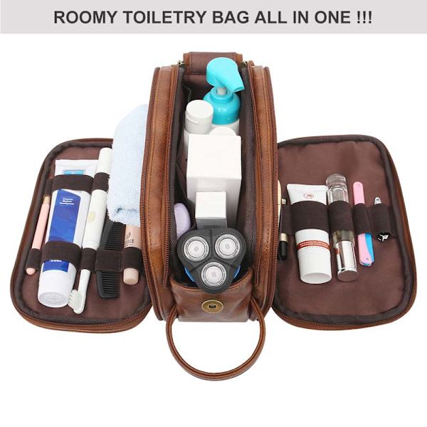 Mænd rejsetoiletartikler PU læder kosmetiktasker brown 26.5*15*16 CM
