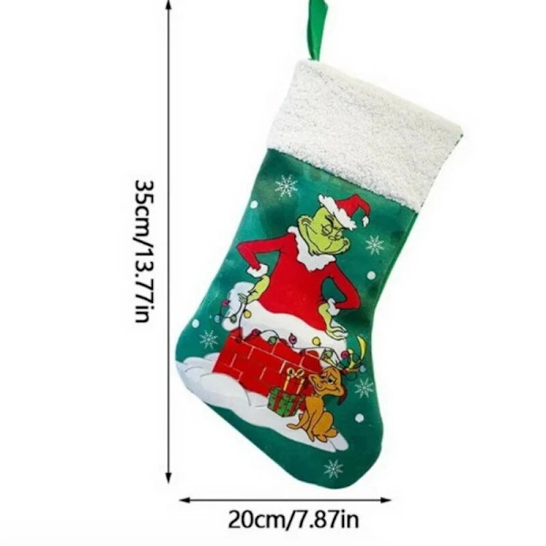 Gröna strumpor Julklappspåsar Tecknad jultomte julgranshänge red socks 35x20cm