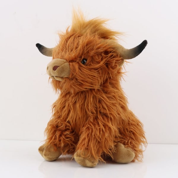 Highland Cow Realistic Scottish Animal Plysch Söt Doll leksak black