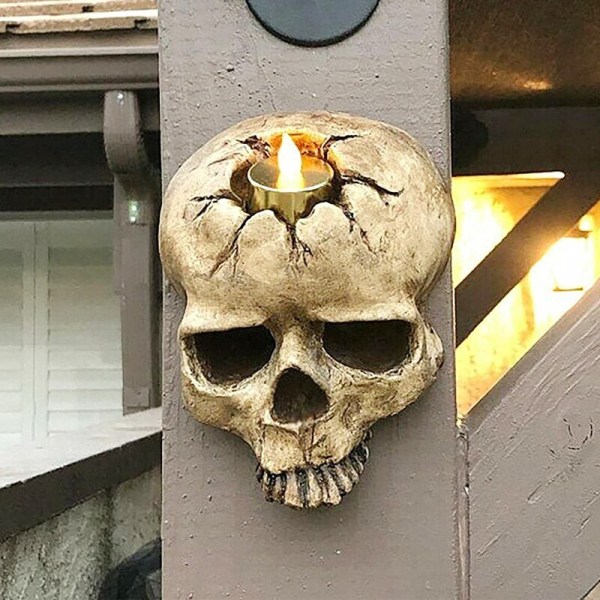 Ljusstake Ljus Harts Skull Skull Ornament skull half face