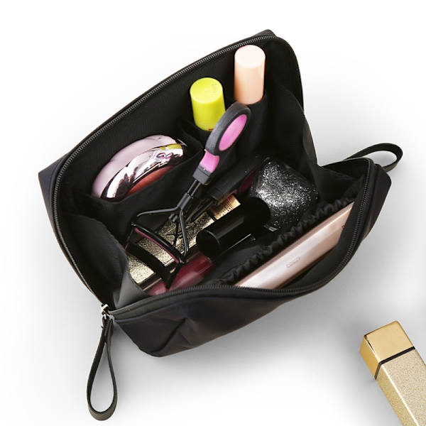Simpel ensfarvet kosmetisk makeup-pose, toilettaske black+red 16*10*7cm
