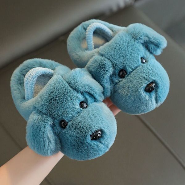 Barns bomullstofflor pojke 1-3 år Söt tecknad flickatofflor Baby bomullsdrag Höst och vinter grey 220(insole19cm )