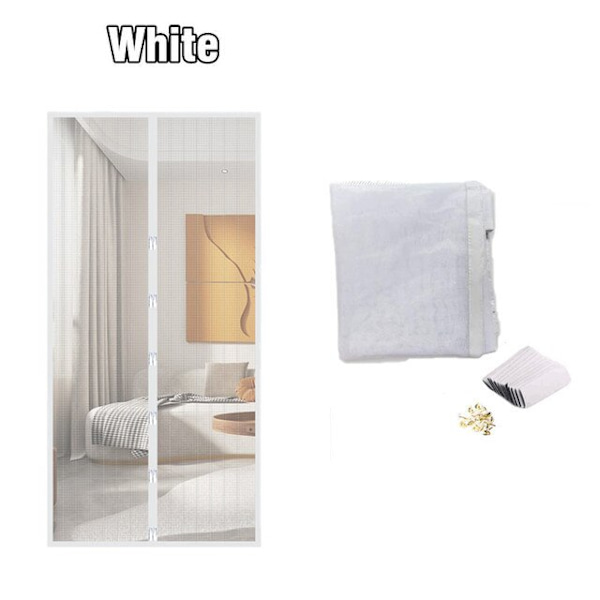 5 kokoa Basic Magneettinen Mosquito Net Summer Anti Bug Fly Oviverhot Mesh White 90 x 210cm