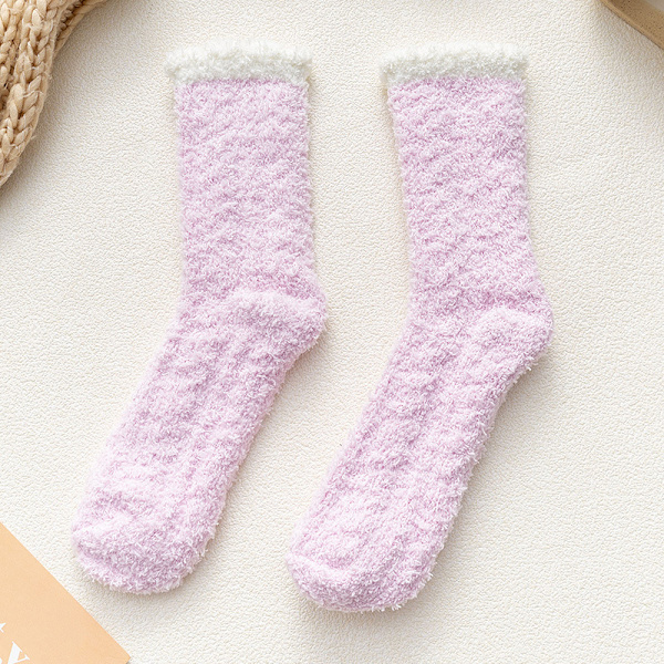 3ST Dam Fuzzy Socks Tofflor Vinter Fluffy Mysigt Varm Mjuk Aska en storlek