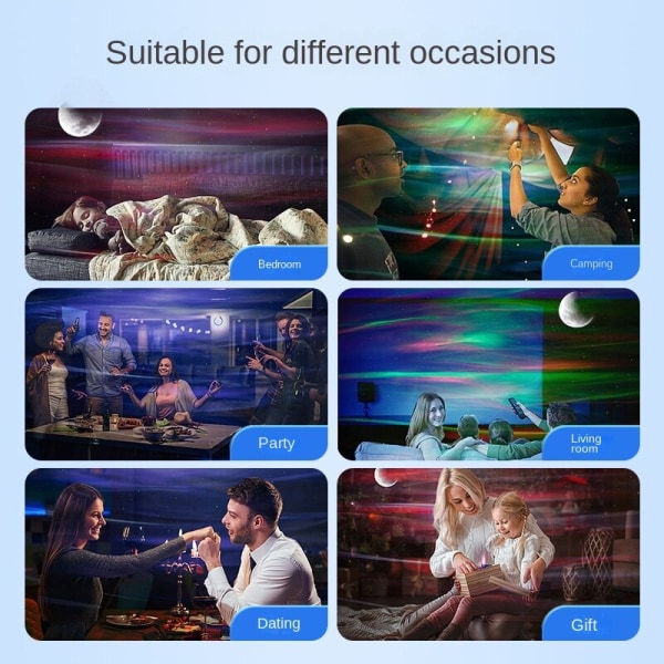 Star Projector LED Aurora Projektorer Galaxy Sky Moon Lamp white no bluetooth