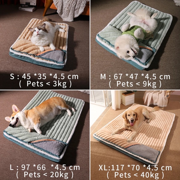 Hot Pet Pet Mat Polstret Pude Hundeseng Madras Aftagelig green medium