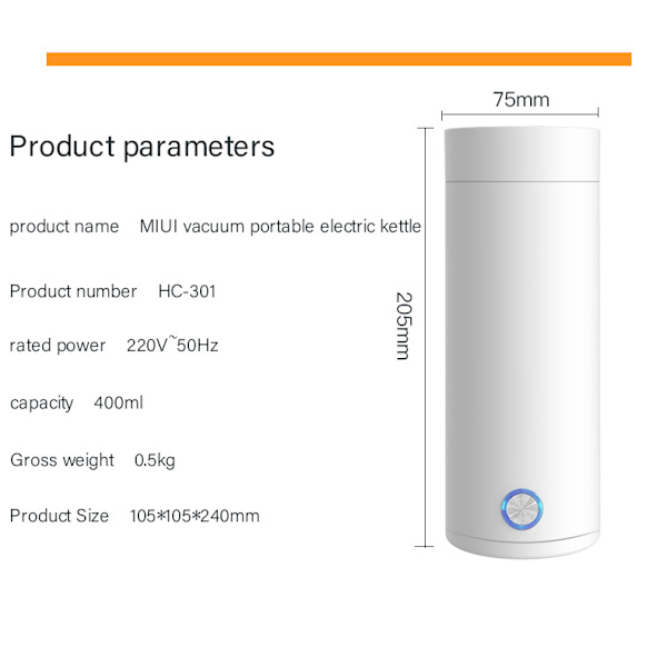 bärbar intelligent vattenkokare 400 ml köksredskap white