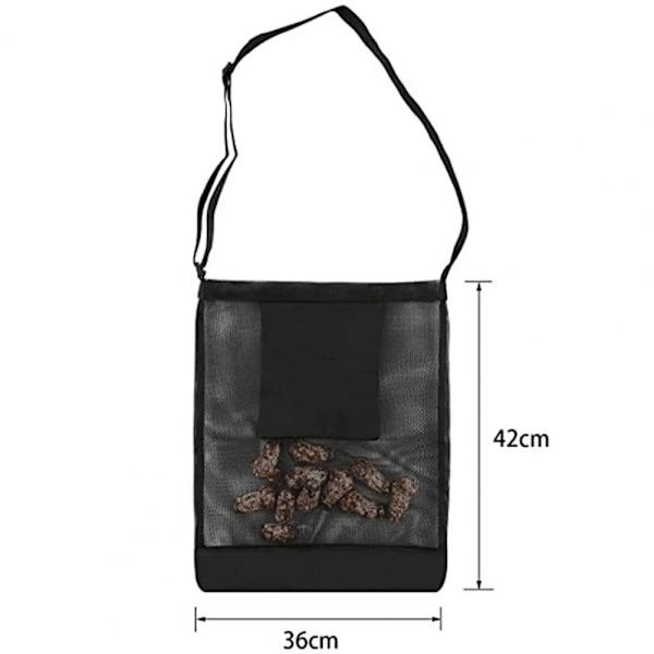 Svampeplukkepose Multifunktionelt sammenklappeligt mesh-design Justerbar rem med stor kapacitet frugtindsamling med lommesvamp Black