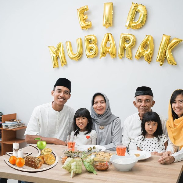 Ramadan Dessertbricka Eid Mubarak Trä Moon Star Tallrikar