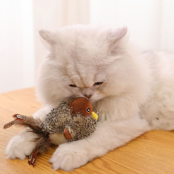 Drille kattelegetøj Simulation Bird Interactive Pet Supplies brown bird