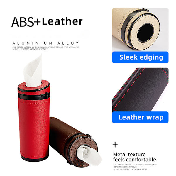 Cylinder Car Tissue Box Bärbar Allmän Auto Runt Pappersrör black 7.24 x 2.95 x 2.87cm