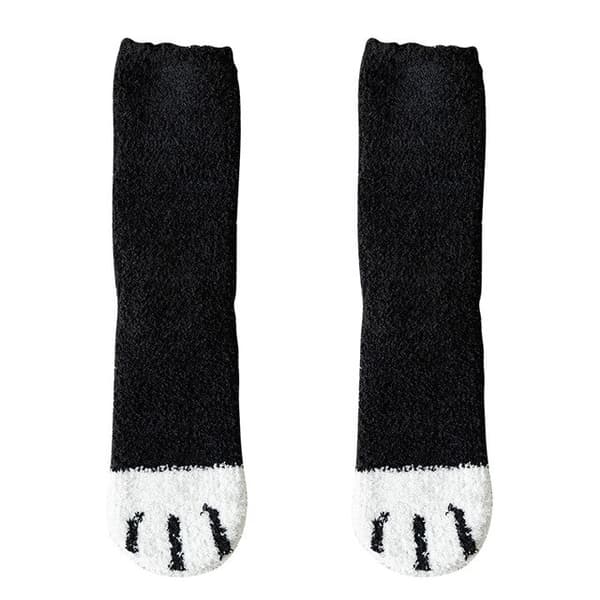 Plysch vinter tecknad mönster bomullsstrumpor black  gray