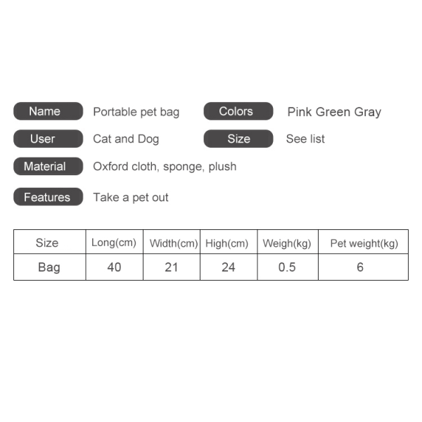 Lemmikkikoiran kantoreppu, hengittävä mukava ulkomatkailu pink 40*21*24cm