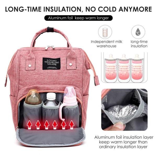 Rejserygsæk til babytaske med stor kapacitet meat pink 24*13*48cm