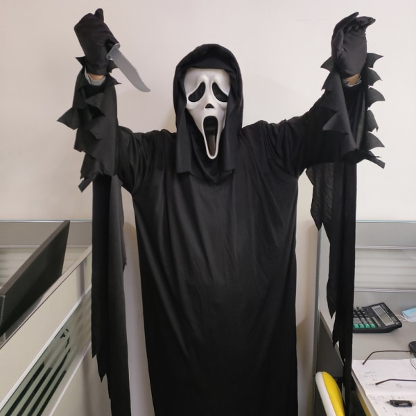 Halloween Grimase Scream Horror Mask Cosplay Voksen white 20*35cm