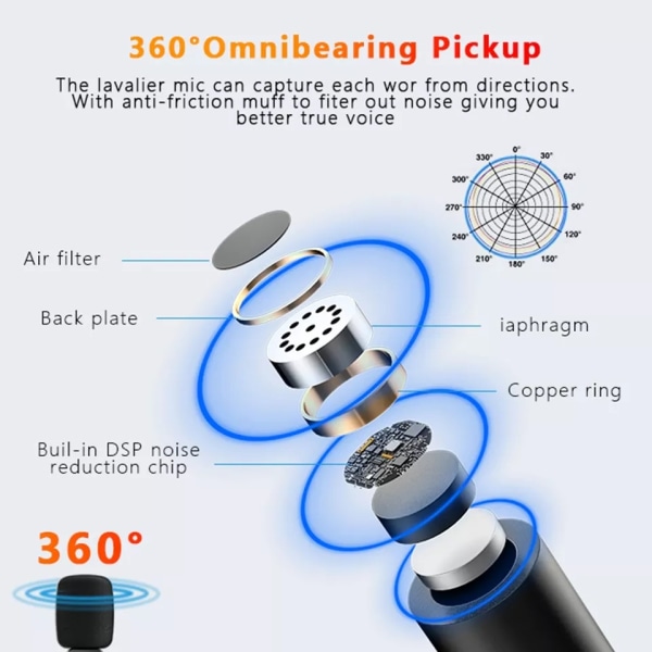 2022 Uusi langaton mikrofoni iPhone Android Phone Mini Mic -puhelimeen For Type-C
