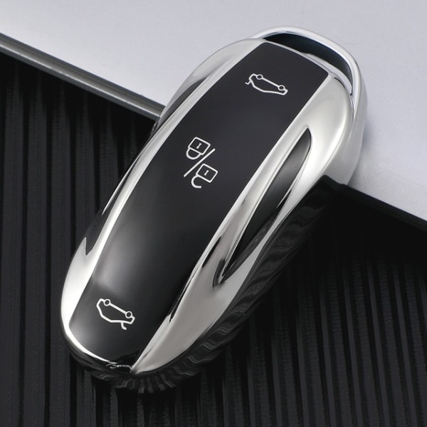 TPU Car Key Case Cover til Tesla Model 3 Model X Model S Model Y Taske Smart Keys Protector silver for model x