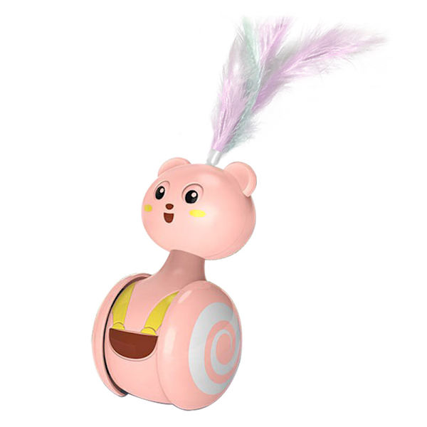 Kattelegetøj Rolling Teaser Feather Wand Rotating Ball pink feather