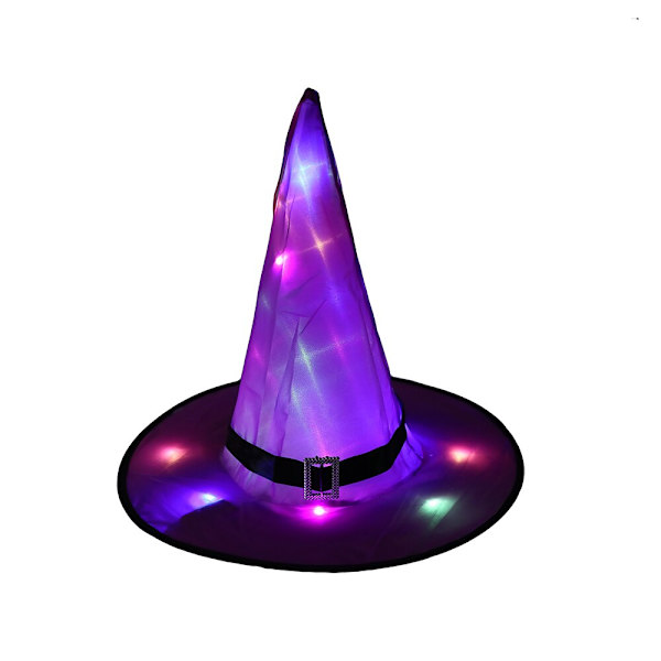 Halloween LED-lysande häxhatt Glödande häxhatt purple 32*38cm