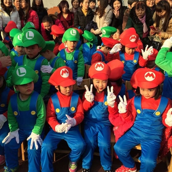 Lapsi Anime Hauskat Halloween-asut Super Mari Luigi Brother -asu red+dress l