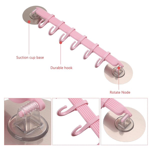 Justerbar krokhylla Dubbel handdukshängare Hänghyllor Krok pink 36*7cm