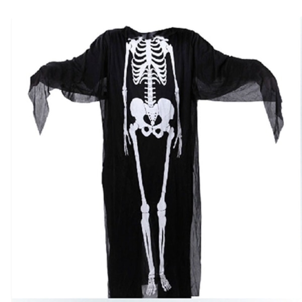 Halloween Voksne Børn Cosplay Ghost Robes Skelettrykte Maskerade Skræmmende Kostumer Black for kids