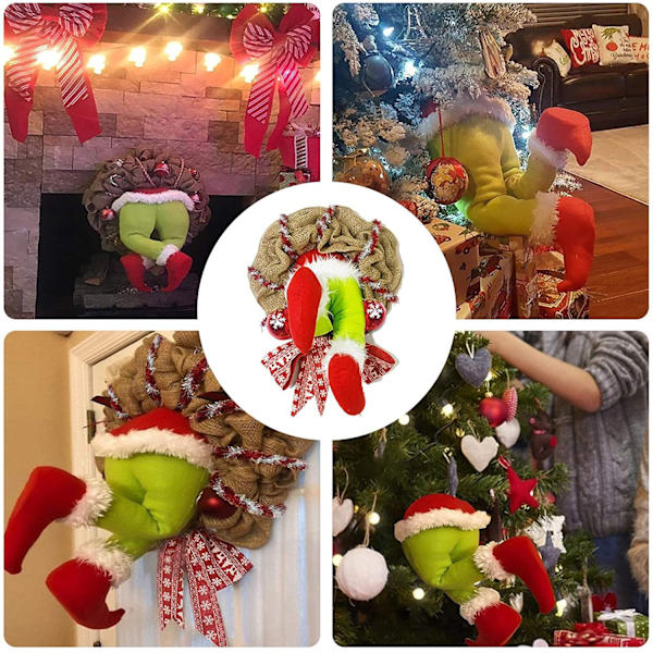 Christmas Burlap Design Hem Ytterdörr Elf Ben Kransbåge colorful large