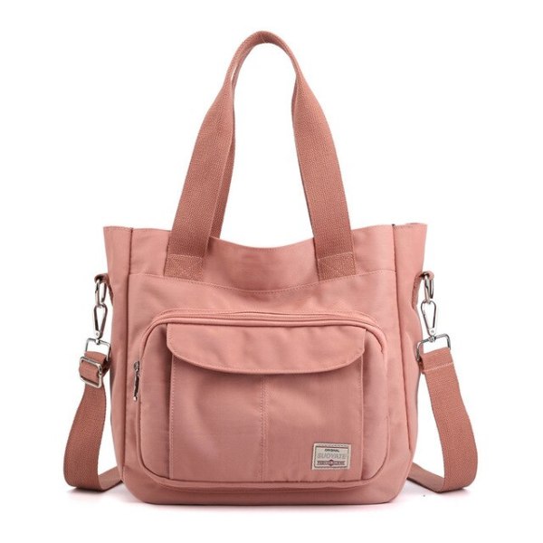 Suuri kapasiteetti vedenpitävä nylon laukku Naisten Tote Crossbody Bag Casual olkalaukut Pink