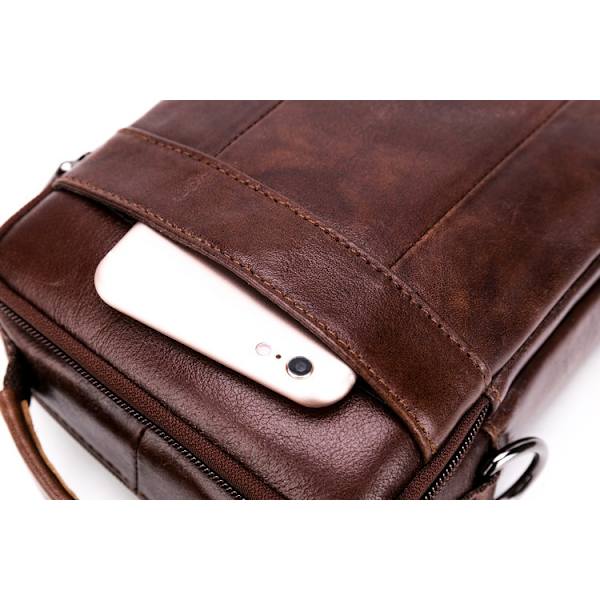 Män Läder Axelväska Messenger Satchel Crossbody Handväska Brown