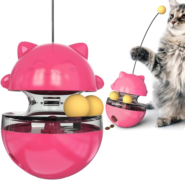 Automatiska matare husdjur katt "daruma" boll leksaker pink