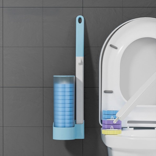 Kertakäyttöinen liukeneva wc-harja Seinään kiinnitettävä puhdistustyökalu kylpyhuoneen vaihtoharjalle Blue Set
