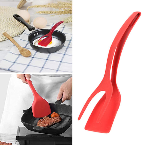 2 i 1 multifunktions køkkenredskab non-stick klemmestang red 30.5x8.5cm