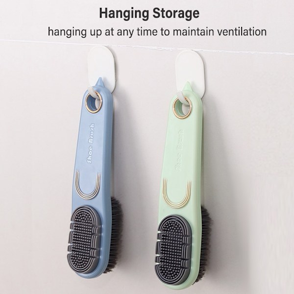 Kaksipuolinen silikoni, pehmeä harjainen pitkävartinen harja Vaatteet Harjakenkä syväpuhdistava kotitalouden puhdistustyökalu Grey 1 pc
