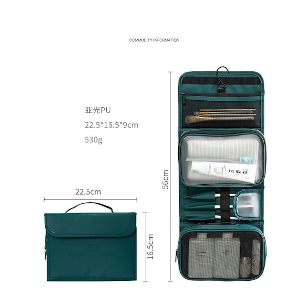 Unisex kosmetiska toalettsaker för kvinnor och män green 22.5*16.5*9cm