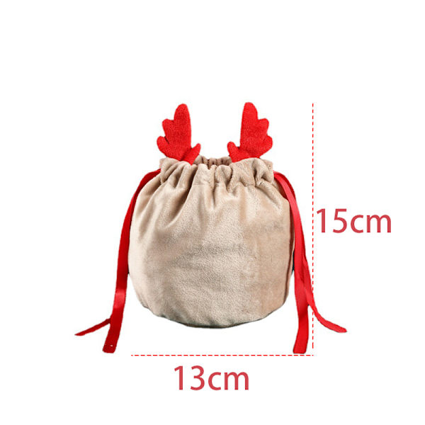 Christmas Candy Bag Antler Bag Sammet Dragsko red 1pc