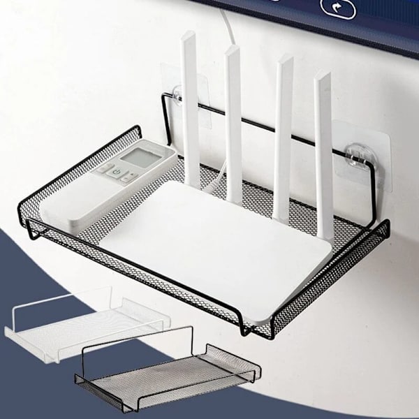 Vægmonteret routerholder TV Set-Top Box Holder Metal Router Opbevaringsstativ White