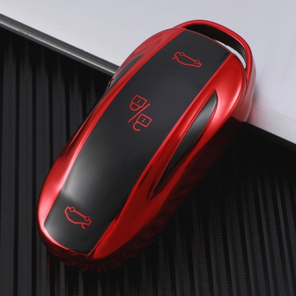 TPU Car Key Case Cover til Tesla Model 3 Model X Model S Model Y Taske Smart Keys Protector red for model 3