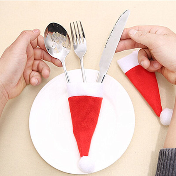 Service Holder Taske Jul Hat Julepynt white+red 10pcs