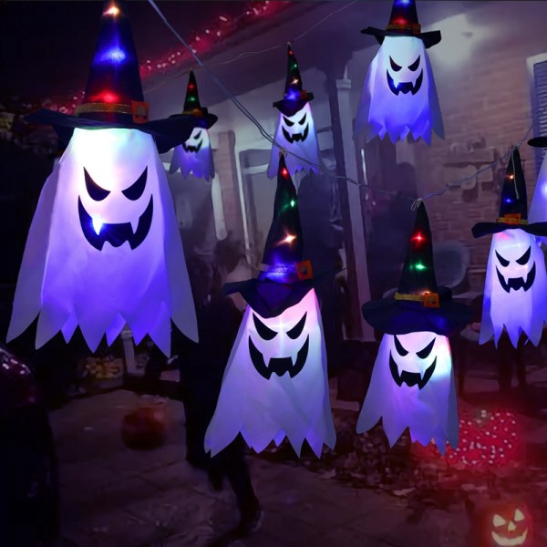 Halloween LED-blinkende lys Hanging Ghost Party Dress Up warm light 44*20cm