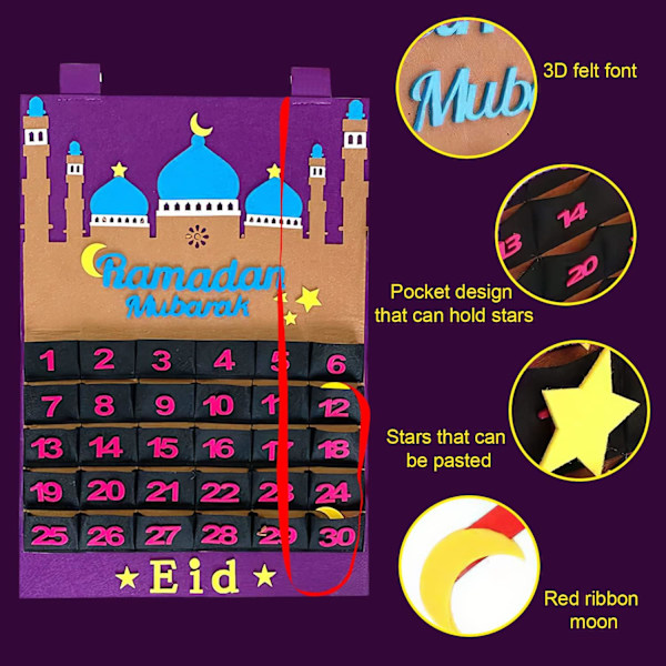 Ramadan Countdown Kalender Vägghängande för barn