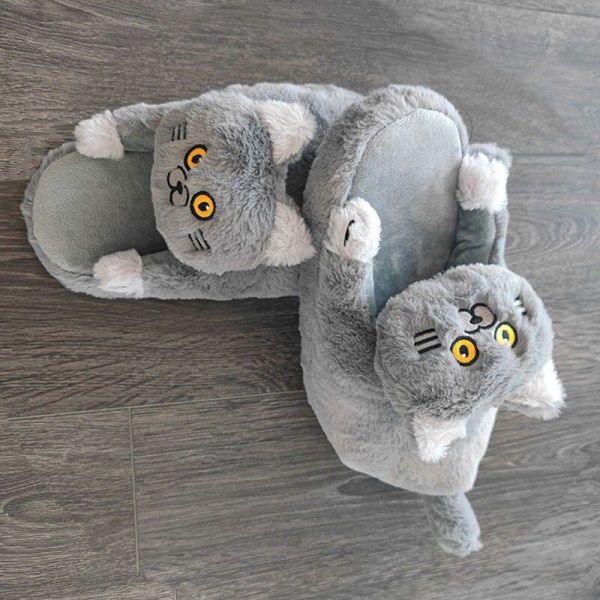 Cuddly Kram Cat Tofflor Kawaii Golvskor Furry Tofflor beige 34/35