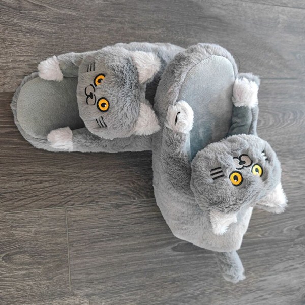 Cuddly Kram Cat Tofflor Kawaii Golvskor Furry Tofflor beige 40/41