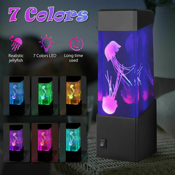 7 väriä meduusalamppu LED-väriä vaihtava akvaariolamppu, paristokäyttöinen fantasia-ilmakehälamppu yövalo yövalo 1pc