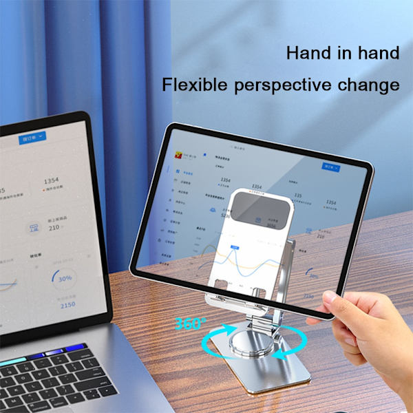 360 Rotation Aluminium Universal Phone Justerbart Tablettställ gray 68*120*180mm