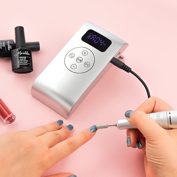 2-I-1 Nagelborrpenna & Mini Nageltork Portable Power silver 22*18*5.3cm