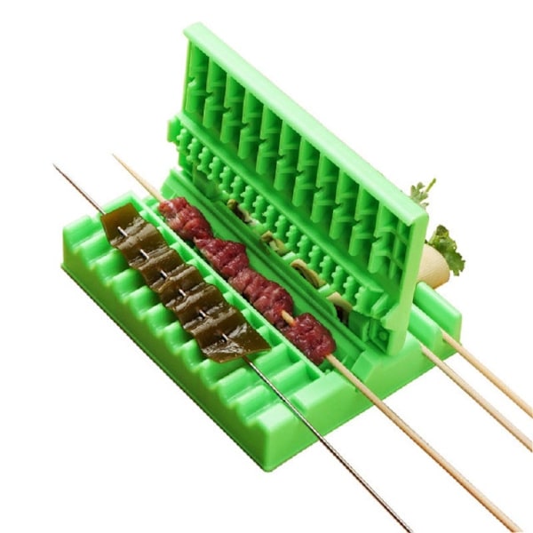 Skewers Kebab Maker Grill Stringer Box Machine BBQ Gadget green 17.3*11.5*2.5cm