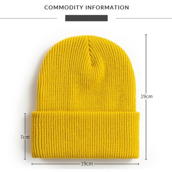 Varm strikkede huer Solid Unisex til kvinder Beanie uldblandinger Blød efterårs vinterhue Color 3